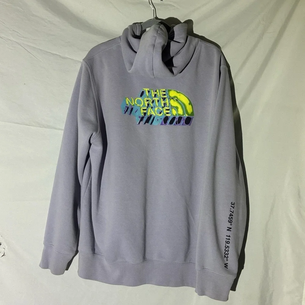 The North Face Men's XL Neon 3-D Graphic Print Logo Pullover Hoodie Drawstring